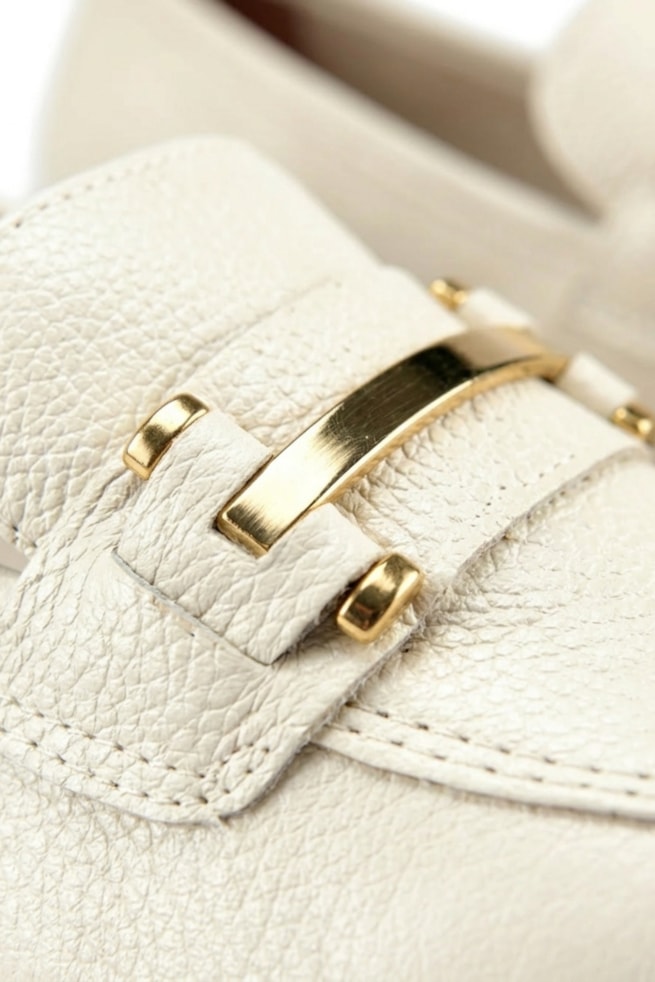 Ada - Sapato Mocassim Couro Off White