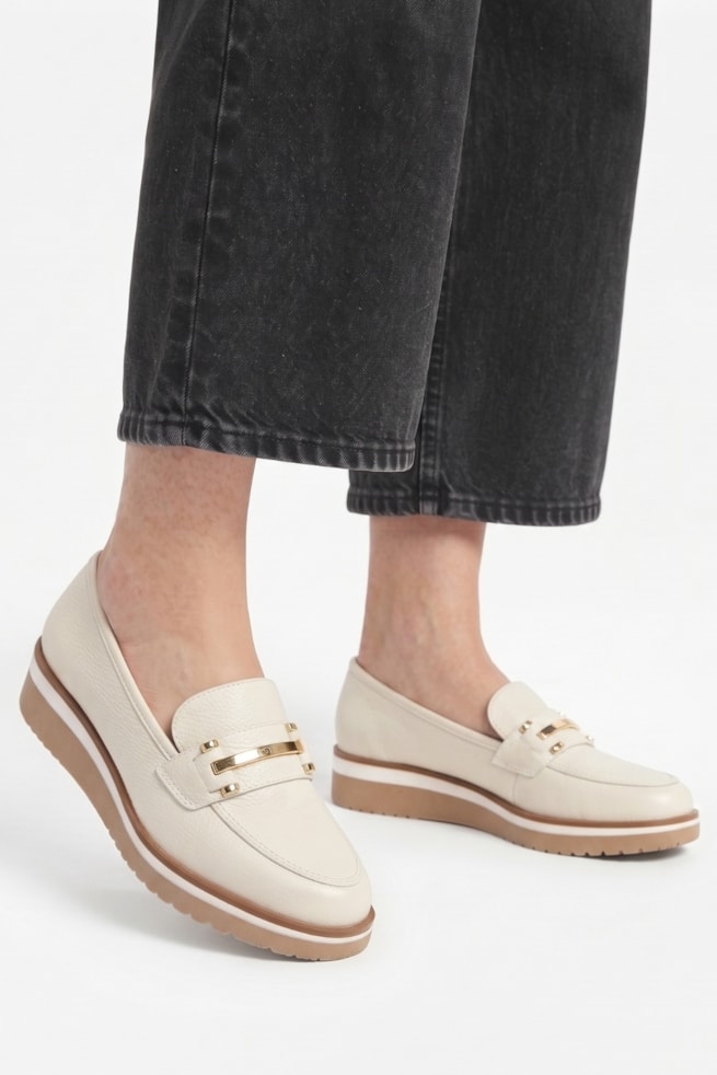 Ada - Sapato Mocassim Couro Off White