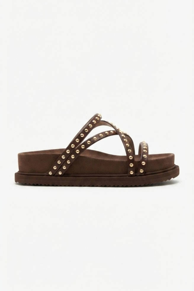 Aline - Sandália Flatform Couro Marrom