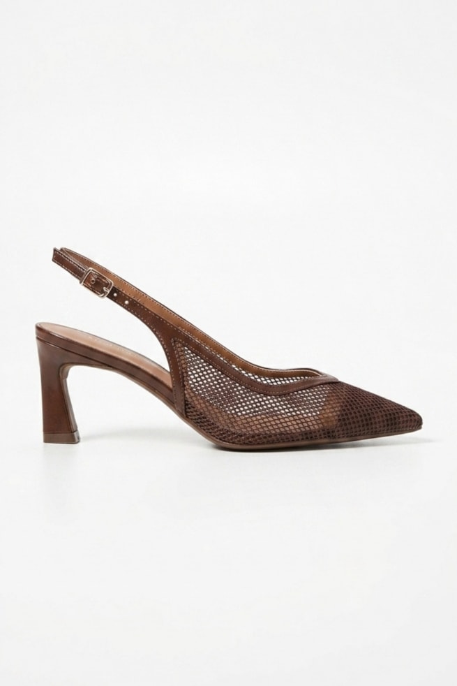 Antonella - Scarpin Tela Marrom