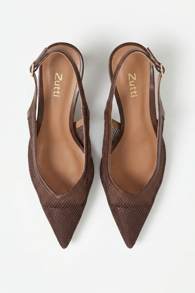 Antonella - Scarpin Tela Marrom