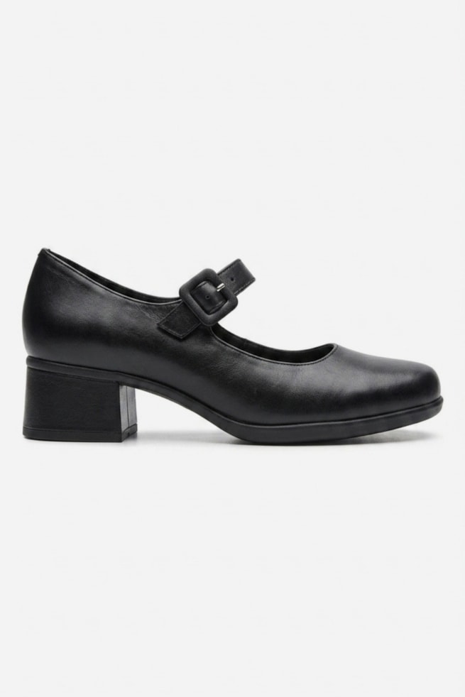 Aura - Sapato Mary Jane Conforto Couro Preto