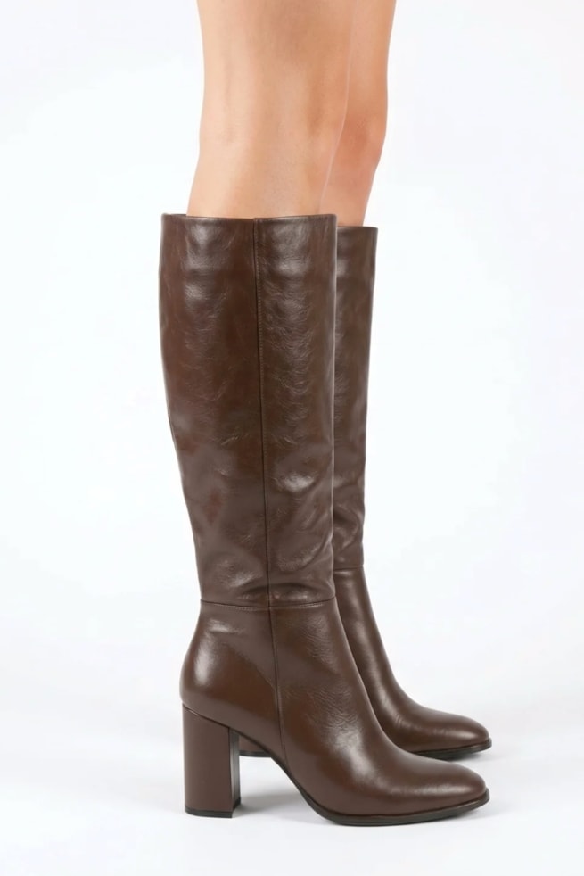 Celine - Bota Cano Longo Couro Marrom