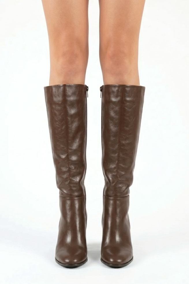 Celine - Bota Cano Longo Couro Marrom