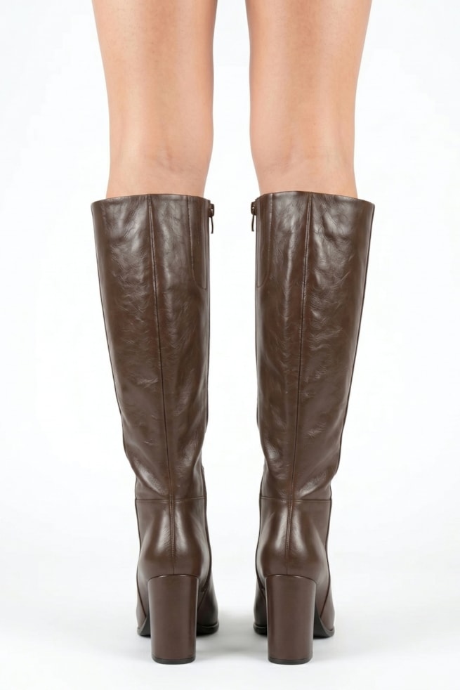 Celine - Bota Cano Longo Couro Marrom