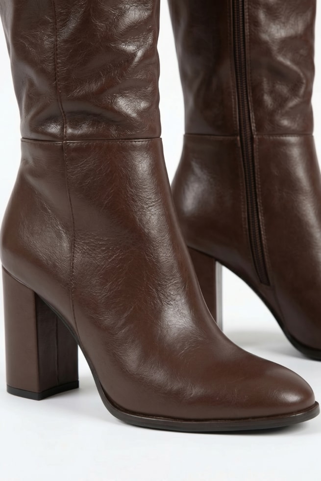 Celine - Bota Cano Longo Couro Marrom