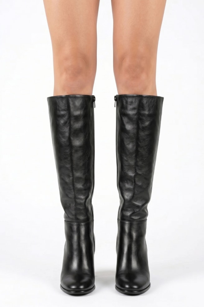 Celine - Bota Cano Longo Couro Preta