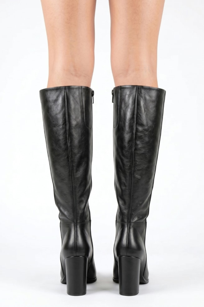 Celine - Bota Cano Longo Couro Preta