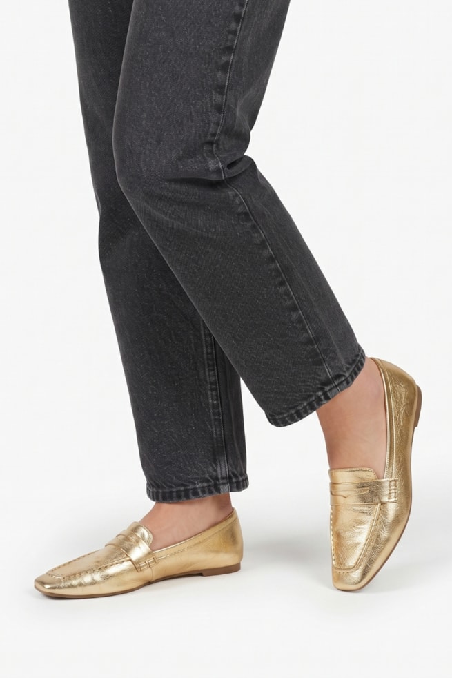 Elis - Sapato Mocassim Couro Dourado