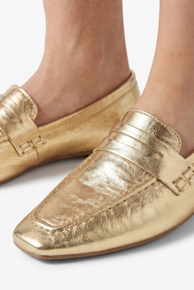 Elis - Sapato Mocassim Couro Dourado
