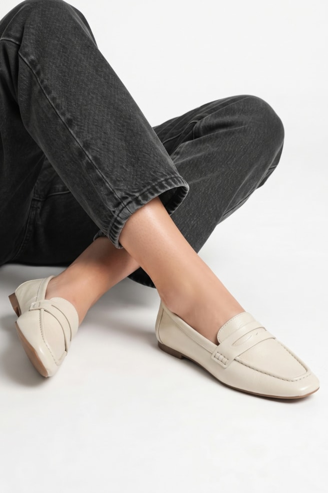 Elis - Sapato Mocassim Couro Off White