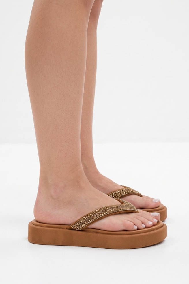 Gabi - Sandália Flatform Caramelo