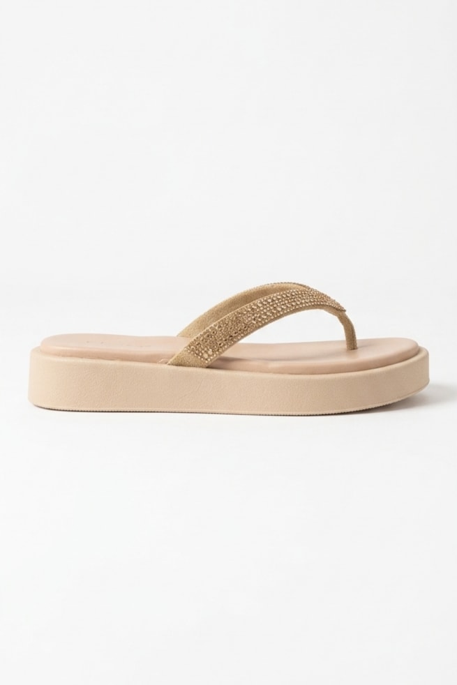 Gabi - Sandália Flatform Nude