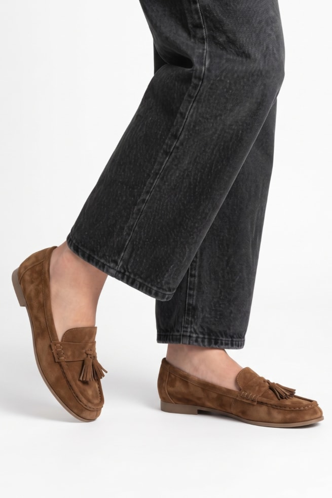 Giulia - Sapato Mocassim Camurça Caramelo