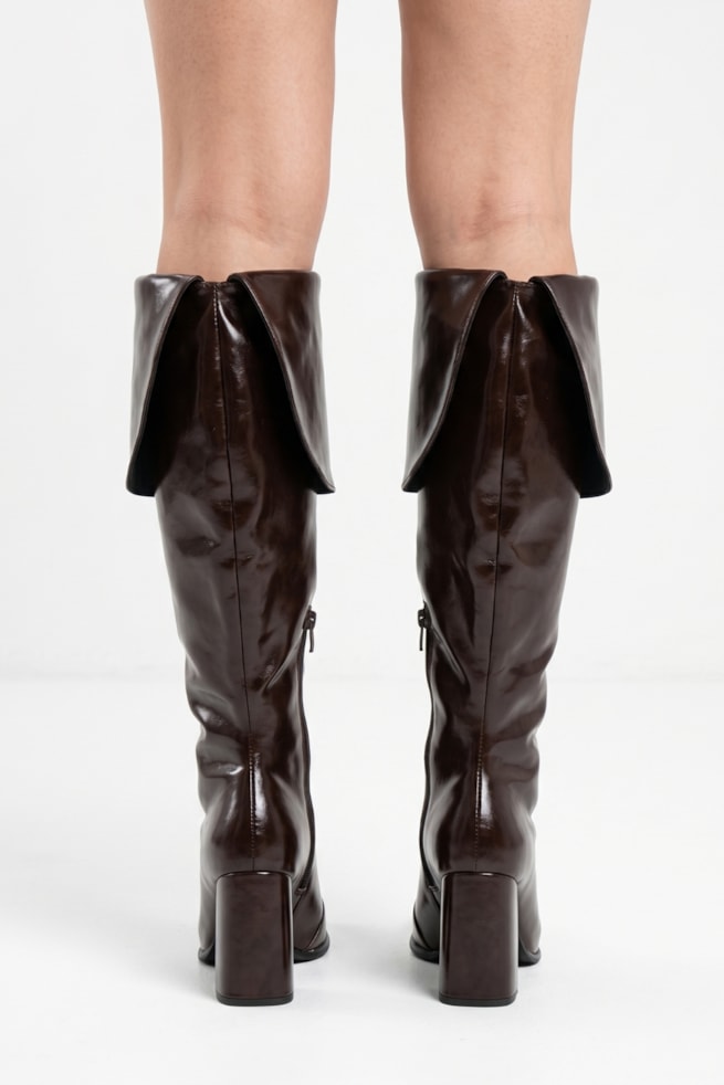 Isla - Bota Over The Knee Cano Longo Salto Grosso Marrom