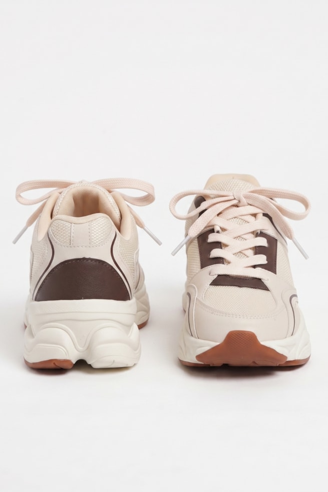 Karina - Tênis Chunky Off White com Marrom