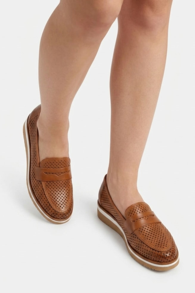 Lana - Sapato Mocassim Couro Caramelo