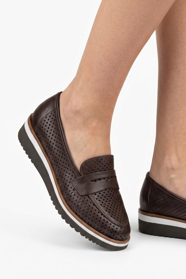 Lana - Sapato Mocassim Couro Marrom
