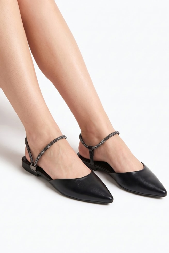 Lara - Sapatilha Slingback Preto