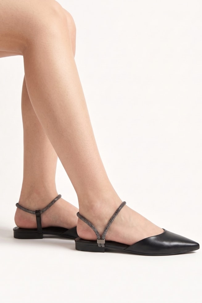 Lara - Sapatilha Slingback Preto