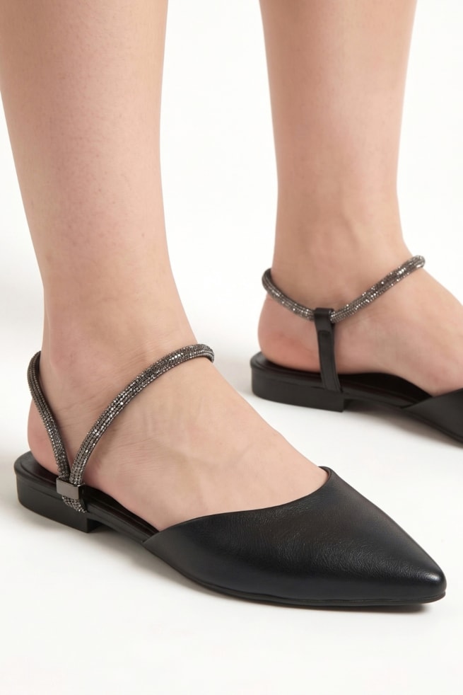 Lara - Sapatilha Slingback Preto