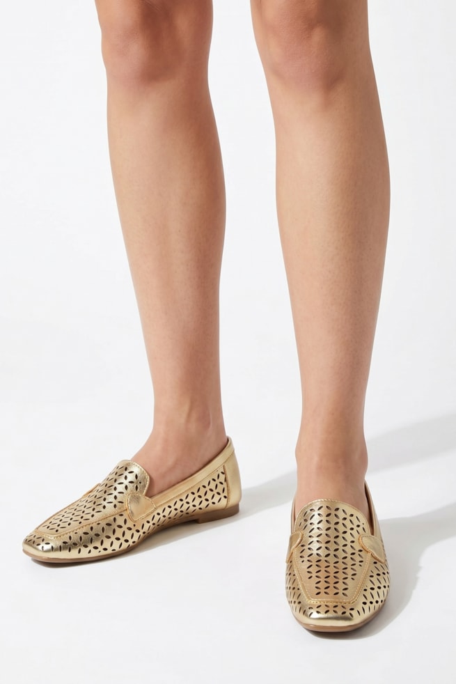 Lavi - Sapato Mocassim em Couro Dourado