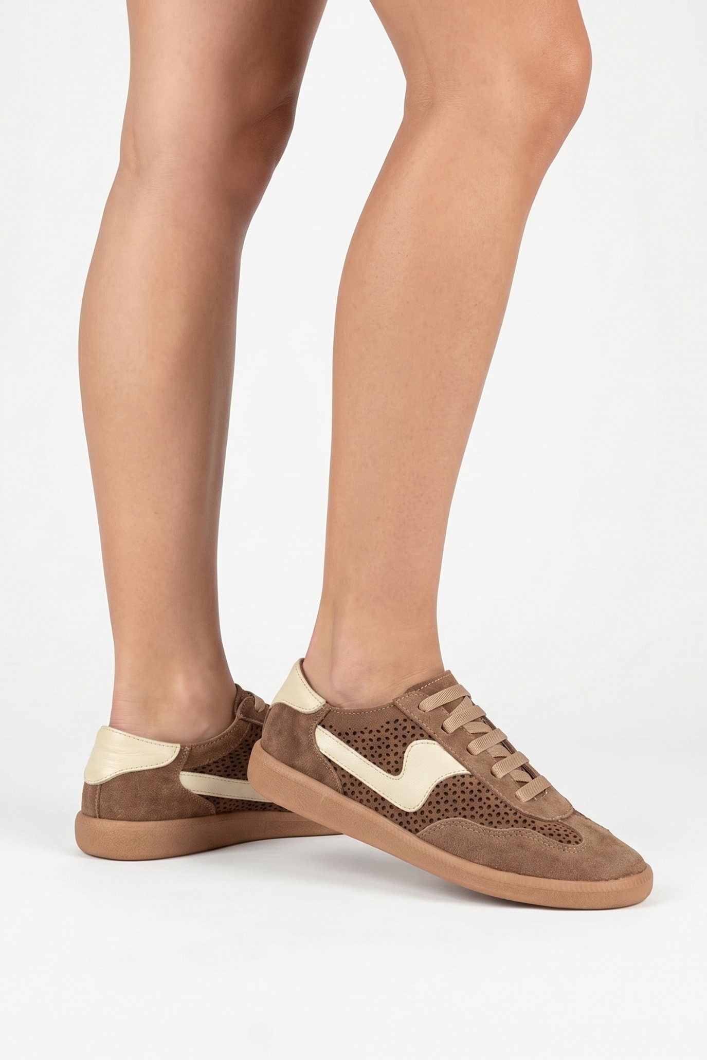 Leona - Tênis Couro Marrom c/ Off White