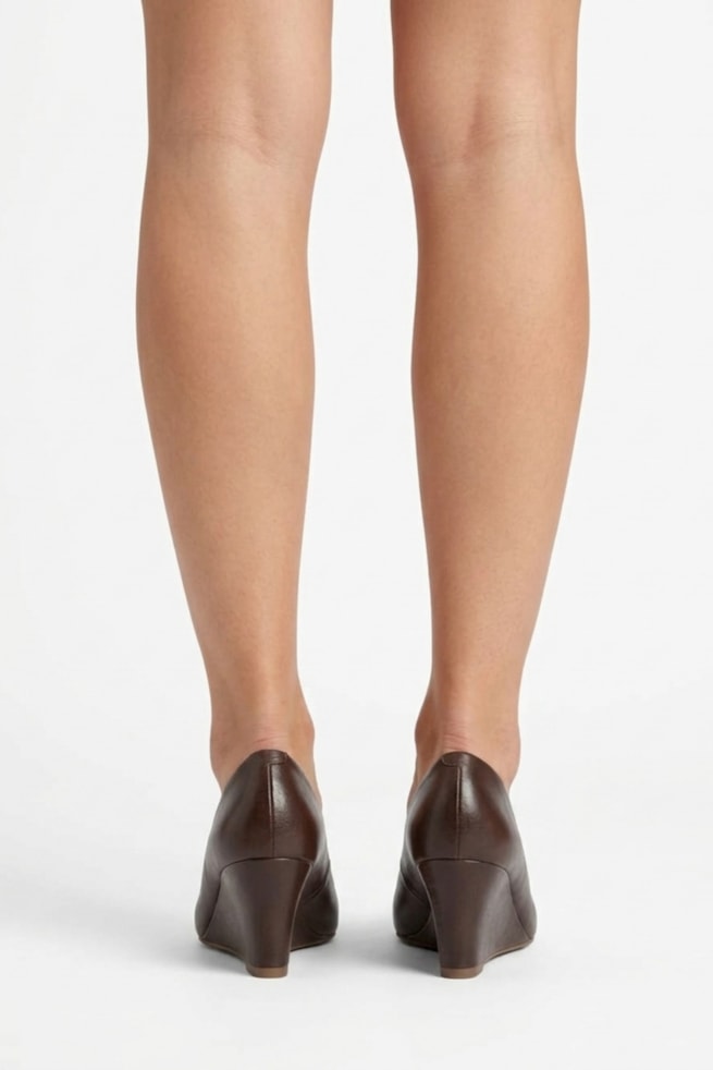 Let - Sapato Scarpin Anabela Couro Marrom