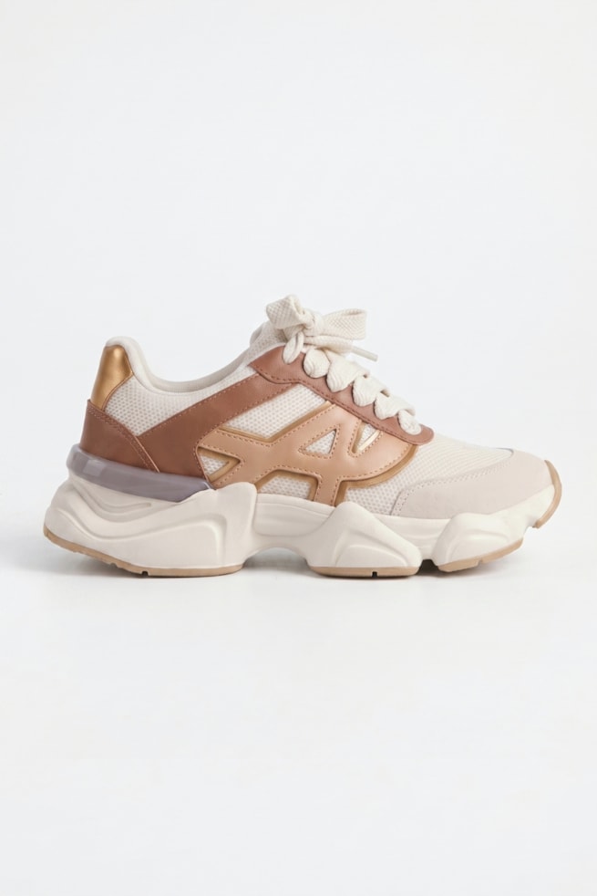 Liza - Tênis Chunky Off White com Caramelo