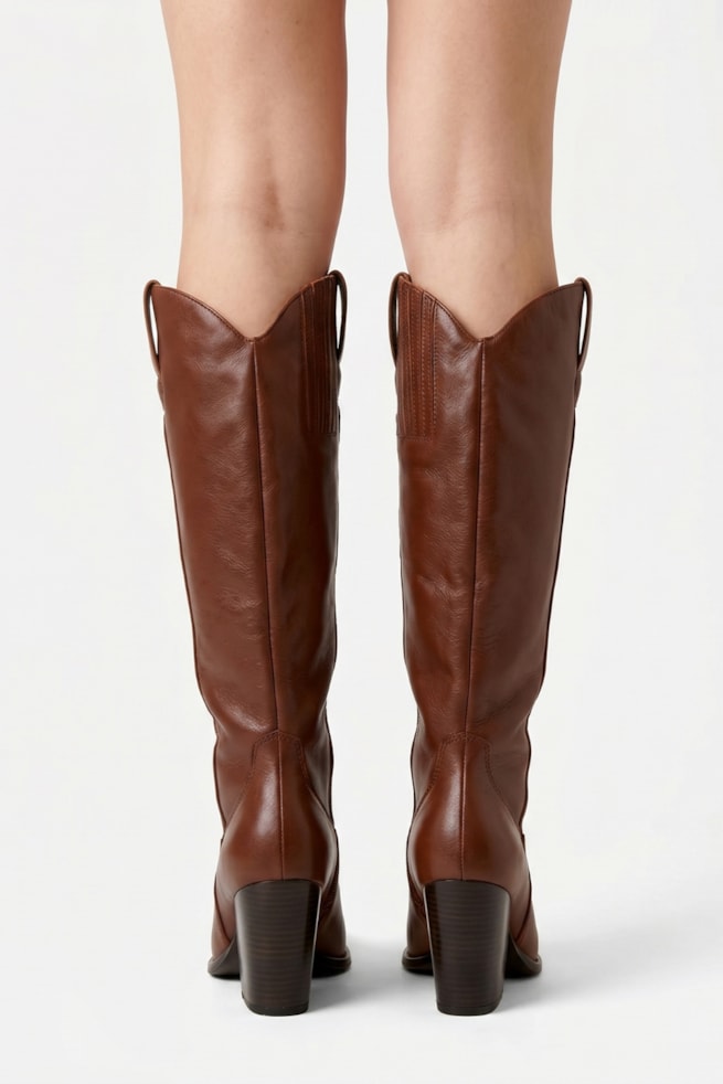 Lore - Bota Western Cano Alto Couro Marrom