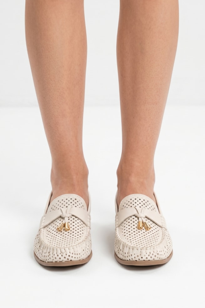 Luciana - Sapato Mocassim Couro Off White
