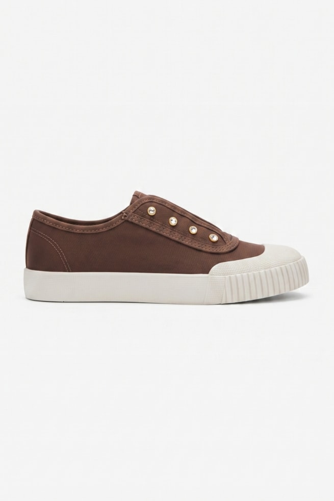 Manuela - Tênis Lona Slip On Marrom