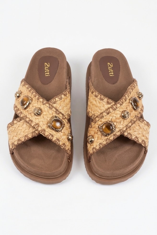 Miranda - Sandália Flatform Palha