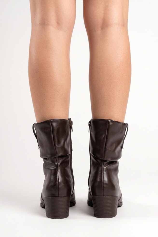 Siena - Bota Ankle Salto Bloco Cano Curto Marrom