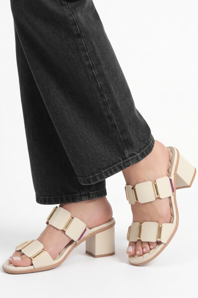 Siena - Sandália Tamanco Couro Off White