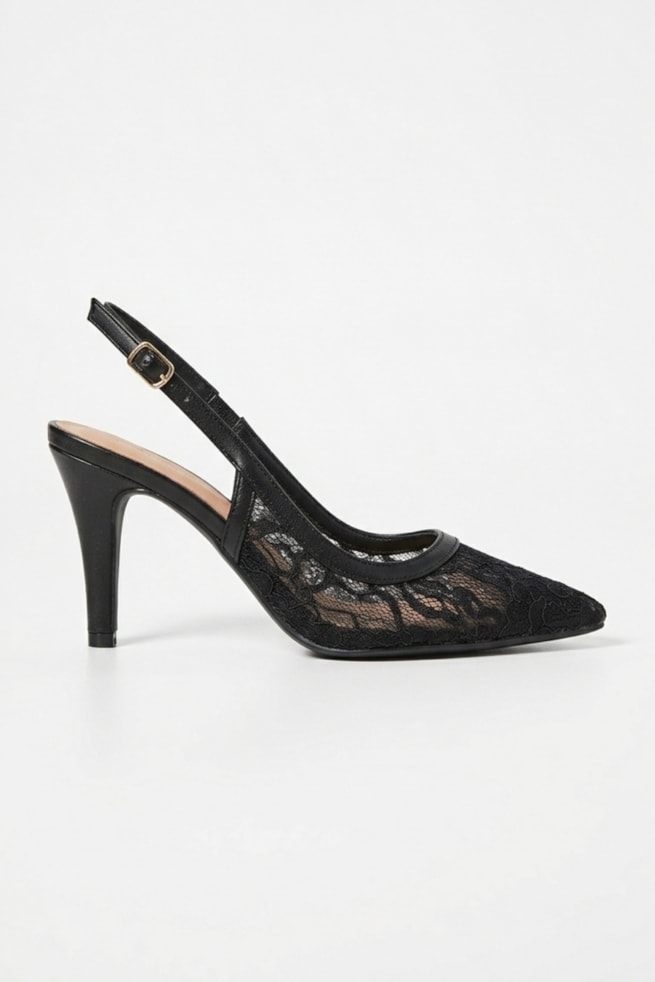 Stephanie - Sandália Scarpin Renda Preto