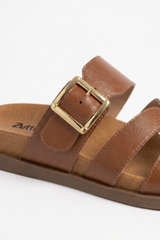Vera - Sandália Slide Flatform Caramelo