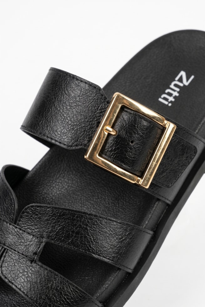 Vera - Sandália Slide Flatform Preto
